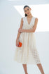 V NECK MIDI DRESS CREAM - Barrus London